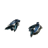 Shades Of Blue - Vintage Rhodium Plated Crystal Rhinestone Clip-On Earrings (VE484)
