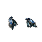 Shades Of Blue - Vintage Rhodium Plated Crystal Rhinestone Clip-On Earrings (VE484)