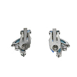 Shades Of Blue - Vintage Rhodium Plated Crystal Rhinestone Clip-On Earrings (VE484)