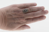 Dream In Deco - Art Deco French 18K Gold Natural Diamond & Blue Sapphire Target Shield Ring (ADR290)