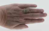 Garden of Versailles - Victorian French 14K Gold Natural Emerald 'Old Mine Cut Diamond' & Rose Cut Diamond Ring (VICR179)