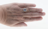 Reserve For Client : Blue Moon - Edwardian French Natural Ceylon Moonstone Cabochon 'Old European Cut" Diamond Cluster Ring (EDR097)