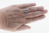 Reserve For Client : Blue Moon - Edwardian French Natural Ceylon Moonstone Cabochon 'Old European Cut" Diamond Cluster Ring (EDR097)