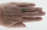 Dream In Deco - Art Deco French 18K Gold Natural Diamond & Blue Sapphire Target Shield Ring (ADR290)