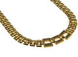 Retro Magic - Vintage Gold Plated Crystal Rhinestone Fancy Link Collar Necklace (VN232)