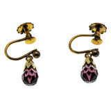 Etruscan Revival - Victorian English 9K/10K/14K Gold Natural Amethyst Briolette Necklace & Screw-Back Earrings Set (VICN060)