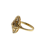 Marquise Elegance - Vintage Retro Italian 18K Gold Natural Diamond Ring (VR1032)