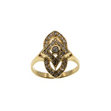 Marquise Elegance - Vintage Retro Italian 18K Gold Natural Diamond Ring (VR1032)