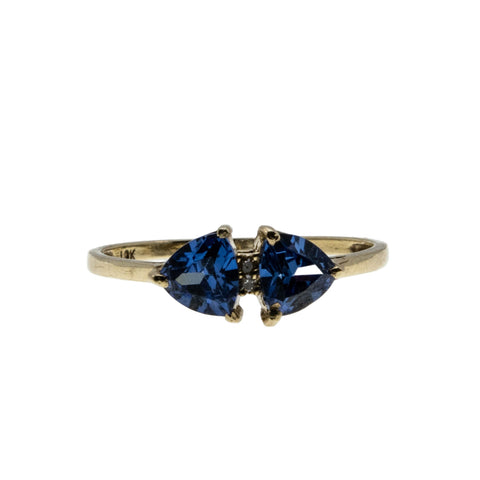 French Lavender - Vintage 10K Gold Natural Tanzanite & Diamond Ring (VR1033)