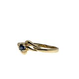 A Touch Of Blue - Vintage 10K Gold Natural Sapphire Bypass Swirl Ring (VR1036)