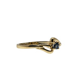 A Touch Of Blue - Vintage 10K Gold Natural Sapphire Bypass Swirl Ring (VR1036)