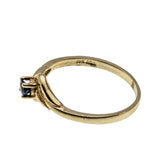 A Touch Of Blue - Vintage 10K Gold Natural Sapphire Bypass Swirl Ring (VR1036)