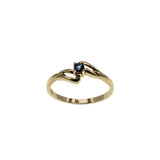 A Touch Of Blue - Vintage 10K Gold Natural Sapphire Bypass Swirl Ring (VR1036)