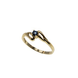 A Touch Of Blue - Vintage 10K Gold Natural Sapphire Bypass Swirl Ring (VR1036)