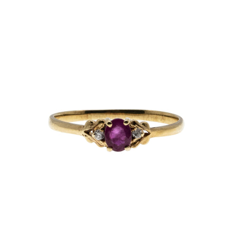 Lady In Red - Vintage 18K Gold Natural Ruby & Diamond Ring (VR1038)