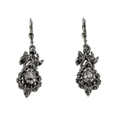 Age Of Elegance - Georgian 18th/19th Century Sterling Silver Natural Rose Cut Diamond Dangly Earrings (GE011)