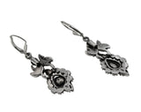 Age Of Elegance - Georgian 18th/19th Century Sterling Silver Natural Rose Cut Diamond Dangly Earrings (GE011)