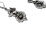 Age Of Elegance - Georgian 18th/19th Century Sterling Silver Natural Rose Cut Diamond Dangly Earrings (GE011)