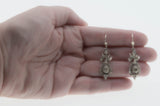 Age Of Elegance - Georgian 18th/19th Century Sterling Silver Natural Rose Cut Diamond Dangly Earrings (GE011)