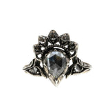 Crowned Heart -  Georgian 18th/19th  Century 14K Gold Silver Natural Rose-Cut Diamond Ring (GR036)