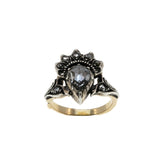 Crowned Heart -  Georgian 18th/19th  Century 14K Gold Silver Natural Rose-Cut Diamond Ring (GR036)