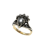 Crowned Heart -  Georgian 18th/19th  Century 14K Gold Silver Natural Rose-Cut Diamond Ring (GR036)