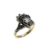 Crowned Heart -  Georgian 18th/19th  Century 14K Gold Silver Natural Rose-Cut Diamond Ring (GR036)