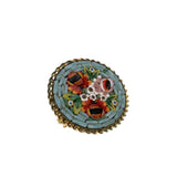Italiano Tesoro - Victorian Italian Brass Micro - Mosaic Glass Floral Brooch (VICBR039)