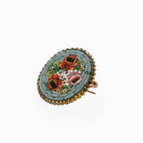 Italiano Tesoro - Victorian Italian Brass Micro - Mosaic Glass Floral Brooch (VICBR039)