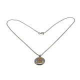Flowers & Sentiment - Vintage Sterling Silver,  Rose & Yellow Gold Engraved Floral Locket & Chain (VP259)