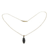 Sleek & Elegant - Vintage 14K Gold Fill Natural Black Alaskan Diamond Pendant & Chain (VP260)