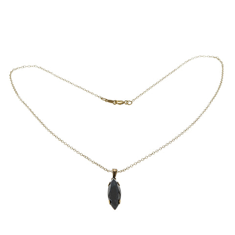 Sleek & Elegant - Vintage 14K Gold Fill Natural Black Alaskan Diamond Pendant & Chain (VP260)