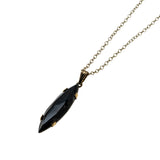 Sleek & Elegant - Vintage 14K Gold Fill Natural Black Alaskan Diamond Pendant & Chain (VP260)