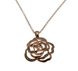 A Rose For You - Estate Rose Gold Plate Crystal Rhinestone Pendant & 14K Rose Gold Fill Chain (EP081)