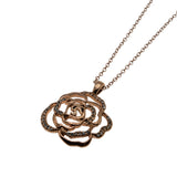 A Rose For You - Estate Rose Gold Plate Crystal Rhinestone Pendant & 14K Rose Gold Fill Chain (EP081)