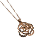 A Rose For You - Estate Rose Gold Plate Crystal Rhinestone Pendant & 14K Rose Gold Fill Chain (EP081)