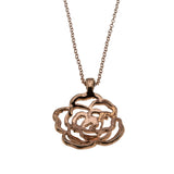 A Rose For You - Estate Rose Gold Plate Crystal Rhinestone Pendant & 14K Rose Gold Fill Chain (EP081)
