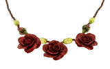 Roses For You - Vintage Porcelain & Glass Beaded Rose Necklace ( VN234)