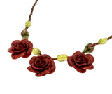 Roses For You - Vintage Porcelain & Glass Beaded Rose Necklace ( VN234)
