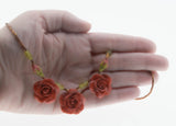 Roses For You - Vintage Porcelain & Glass Beaded Rose Necklace ( VN234)