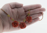 Roses For You - Vintage Porcelain & Glass Beaded Rose Necklace ( VN234)