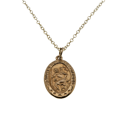 The Protected Traveller - Vintage 10K Gold Saint Christopher Pendant & 14K Gold Fill Chain (VP261)
