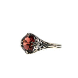 Warm Wishes - Estate Sterling Silver Natural Garnet Filigree Engraved Ring (ER423)