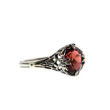 Warm Wishes - Estate Sterling Silver Natural Garnet Filigree Engraved Ring (ER423)