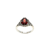 Warm Wishes - Estate Sterling Silver Natural Garnet Filigree Engraved Ring (ER423)