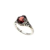 Warm Wishes - Estate Sterling Silver Natural Garnet Filigree Engraved Ring (ER423)