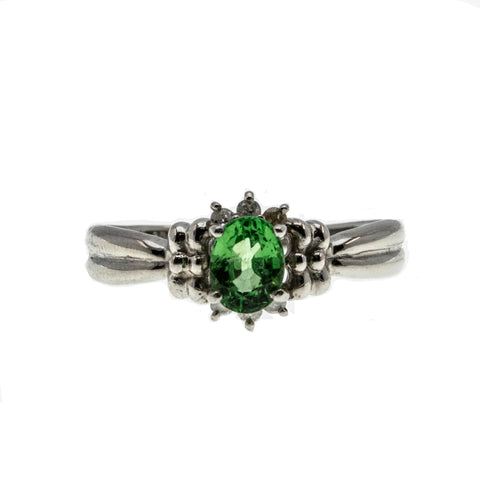 Earth's Song - Vintage Platinum Green Garnet & Diamond Ring (VR819)