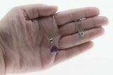 Striking - Estate Sterling Silver Amethyst Solitaire Pendant & Chain (EP056)