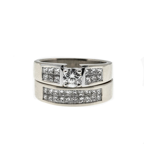 Mesmerizing - Vintage 14K White Gold Natural Diamond Wedding Ring Set (VR1046)