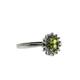 Dew Drops - Vintage 14K White Gold Natural Peridot & Diamond Cluster Ring (VR1047)